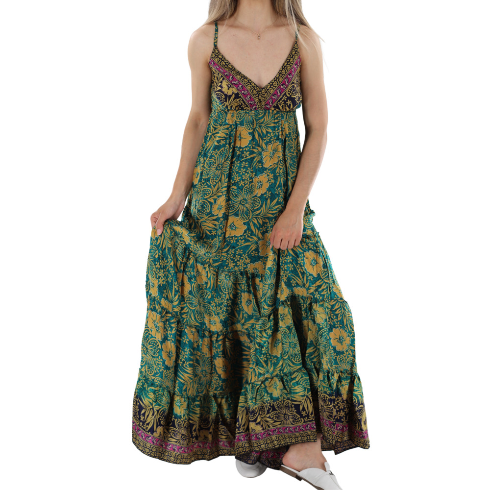 La Fiorentina Floral "Andrea" Maxi Dress with V-Neckline